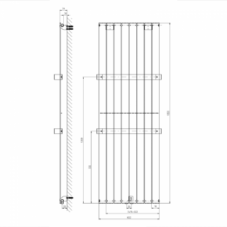 COLONNA fürdőszobai radiátor, 602x1800mm, 1205W, metál ezüst