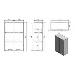 AQUALINE ZOJA/KERAMIA FRESH felső szekrény, 50x76x23cm, platina tölgy