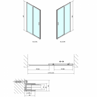 POLYSAN EASY LINE zuhanyajtó, 1200mm, transzparent üveg