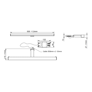 ALBA 4 LED lámpa, 500x30x120mm, 6W, 230V, króm