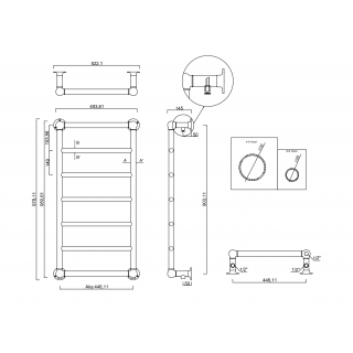 UNO fürdőszobai radiátor, 493x951mm, 446W, polírozott inox