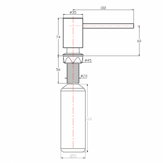 Beépíthető szappanadagoló, 350ml, inox