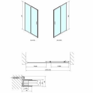 POLYSAN EASY LINE zuhanyajtó, 1400mm, transzparent üveg