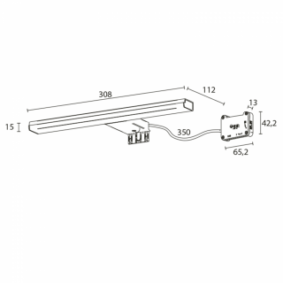 FELINA LED lámpa, 8W, 230 V, IP44 308x15x112 mm, króm