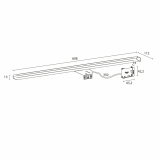 FELINA LED, 12W, 230 V, IP44 608x15x112 mm, króm