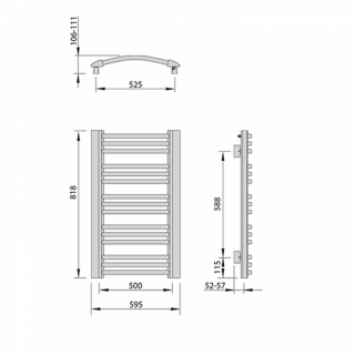 EGEON fürdőszobai radiátor, 595x818mm, 486W, ezüst struktúrált