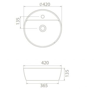 CERASTYLE ONE TOP COUNTER - KEREK - PULTRA ÜLTETHETŐ PORCELÁN MOSDÓKAGYLÓ CSAPLYUKAS - ÁTMÉRŐ 42 CM