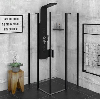 POLYSAN ZOOM LINE BLACK szögletes zuhanykabin, 900x900 mm, transzparent, fekete